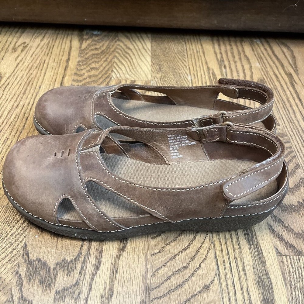 Duluth Trading Company Andina Brown Leather Clog Slingback Sandal Women 8M EUC